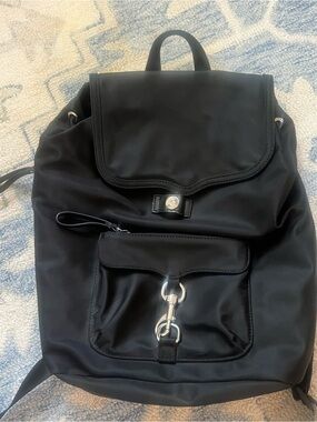 Rebecca Minkoff Black Nylon Bikeshare Backpack Drawstring with Front Pocket